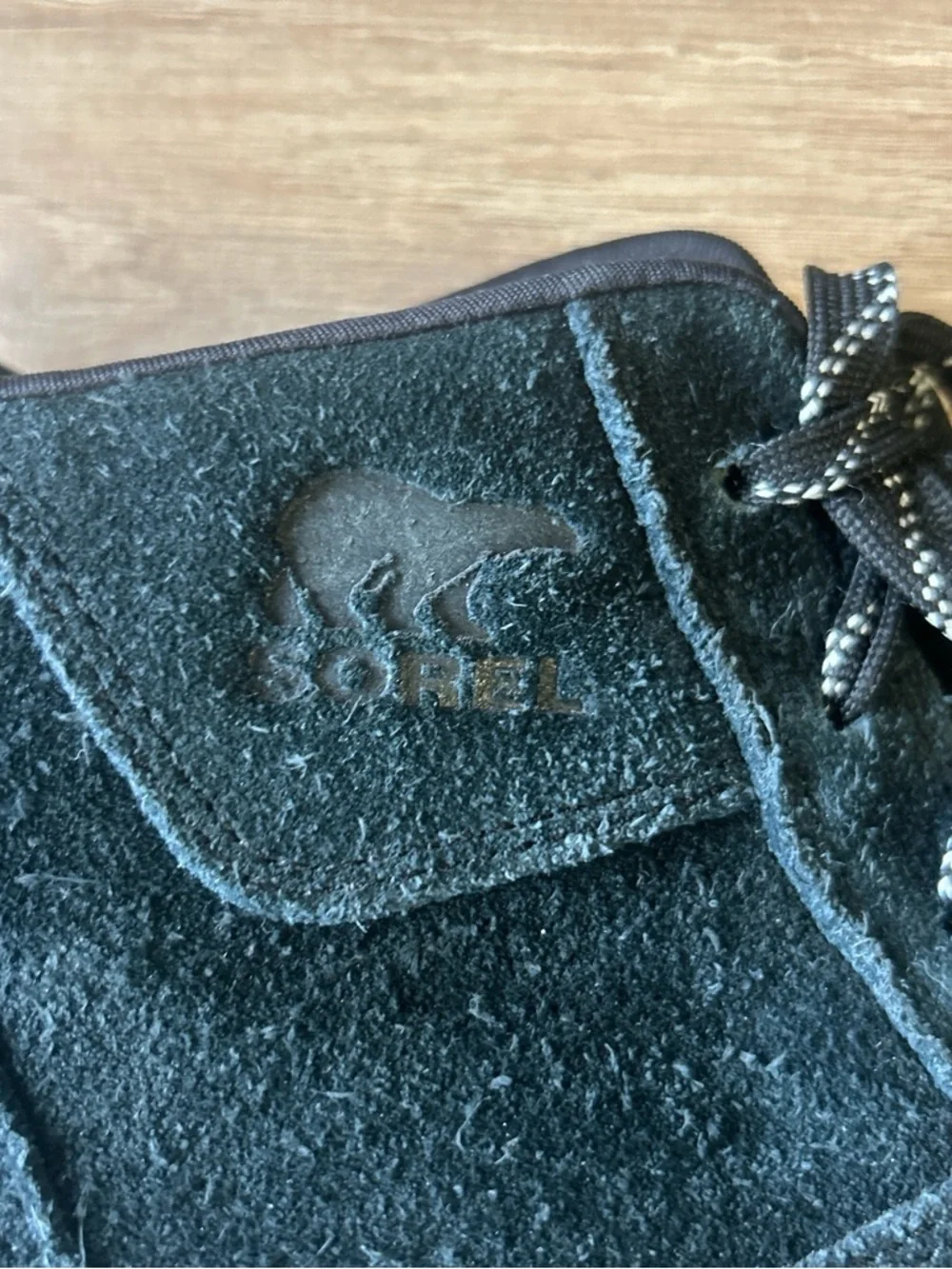 Sorel Black Suede Wedge Lace-Up‎ Boots